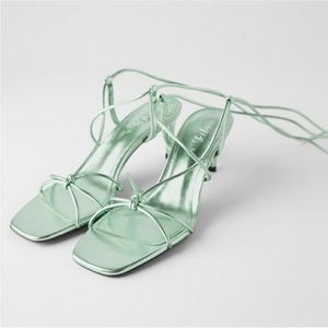 Zara metallic lace up sandals
